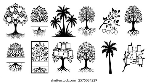 Different type of tree silhouette
