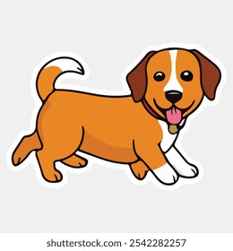 Diferentes tipos de caras de perro de dibujos animados de Vector para pegatinas. Ilustración vectorial de diferentes razas de perros de dibujos animados divertidos en estilo plano de moda.
