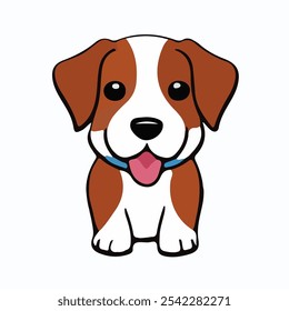 Diferentes tipos de caras de perro de dibujos animados de Vector para pegatinas. Ilustración vectorial de diferentes razas de perros de dibujos animados divertidos en estilo plano de moda.
