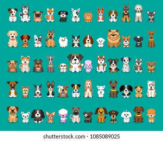 Different Type Of Vector Cartoon Dogs