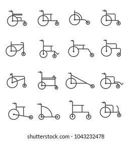 different type of wheelchair icon design set
