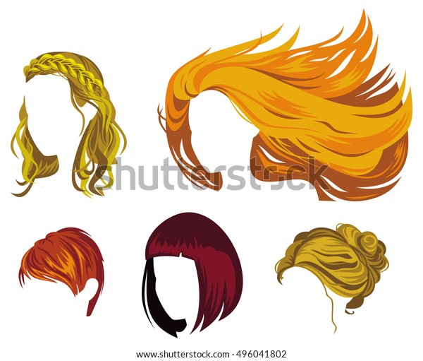 Different Type Womans Hair Styles Images Stock Vector Royalty