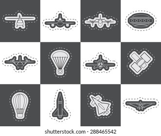 different types of Aircraft Illustrations and icons - Vector icon set 2