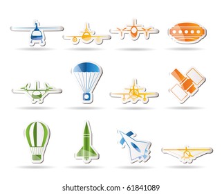 different types of Aircraft Illustrations and icons - Vector icon set 2