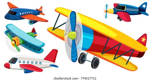 Different Types Airplanes Illustration Stock Vector (Royalty Free ...