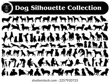 Different Types of animal Dogs Vector Silhouette