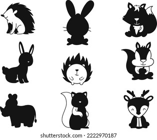 Different types of Animal isolated vector Silhouettes