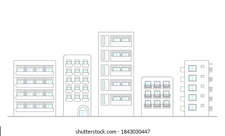 Different Types Apartments  Apartment house line drawing 