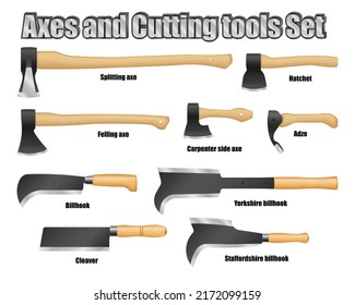 Different Types Axes Cutting Tools Set Stock Vector (Royalty Free ...