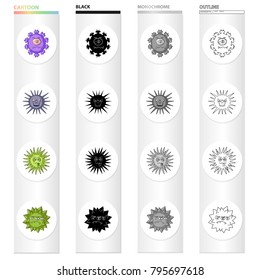 Different types of bacteria and viruses. Funny Viruses set collection icons in cartoon black monochrome outline style vector symbol stock illustration web.