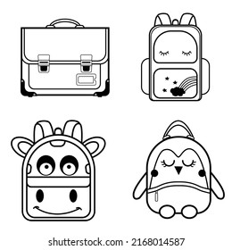 Different types of bag icon set vector