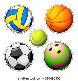 Different types of balls illustration