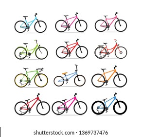 Different types of bicycles collection vector