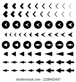Different types of black arrows pointing left