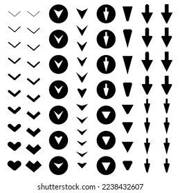 Different types of black arrows pointing down