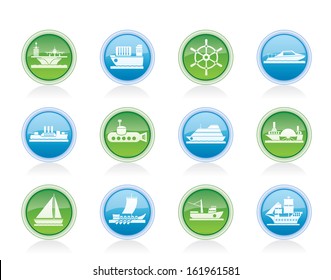 different types of boat and ship icons - Vector icon set