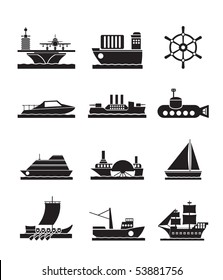 different types of boat and ship icons - Vector icon set