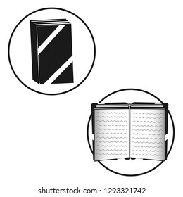 Different types of books. Books set collection icons in open and closed style.
