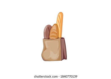 Different types of bread, loaf, baguettes, made of wheat, rye organic flour on leaven, isolated on white background. Bakery and healthy food concept. Natural biologial products.