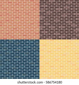 Different types of brick walls. Background of brick walls. red, yellow, blue, brown. Seamless pattern. Vintage and comfortable. For Backgrounds, textures, advertising.