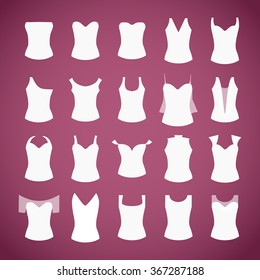 Different types of bridal dress - upper parts vector
