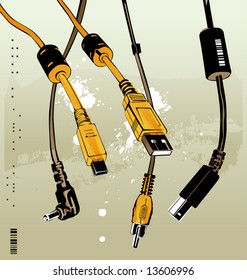 different types of cables in vector