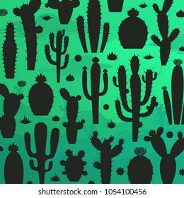 Different types of cactus plants icons.