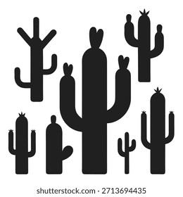 Diferentes tipos de ícone de silhueta de cactos. Vetor de cacto.