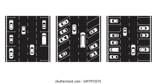 Different types of car parking spaces - vector illustration