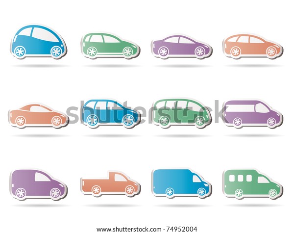 different types of\
cars icons - Vector icon\
set