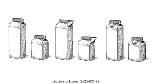 different types carton box milk juice illustration symbol isolated on white background