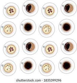 Different types of coffee, chocolate, cocoa on the blackboard. Perfect for menu.