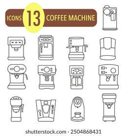 Different types of coffee machines. Coffee machines. Coffee makers are a fine line. EPS 10.