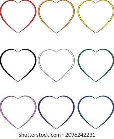 Different types of colorful hearts