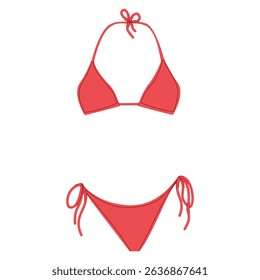 Different types of colorful swimsuits, hand drawn. Vector images of underwear.