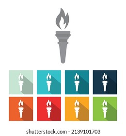 different types colorful torch icon collection set vector