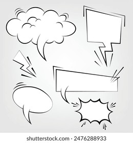 Different types of comic book speech bubble. set of comic speech bubbles. pop art comic design. vector illustration