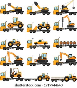 Different types of construction trucks illustration