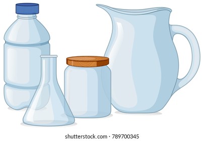 Different types of containers illustration