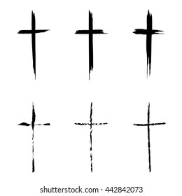 Different types of crucifix on white background