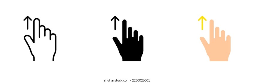 Different types of cursors set icon. Hand, press, button, hourglass, loading, arrow, zoom in, text selection, moving, waiting, busy, working. Vector icon in line, black and colorful style