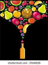 Different types of delicious fruits combined in a shape of soft-drink. To see similar, please VISIT MY PORTFOLIO

