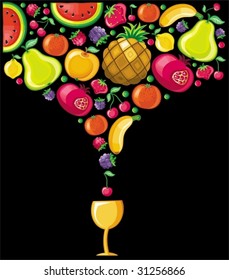 Different types of delicious fruits combined in a shape of drink.  To see similar, please VISIT MY PORTFOLIO

