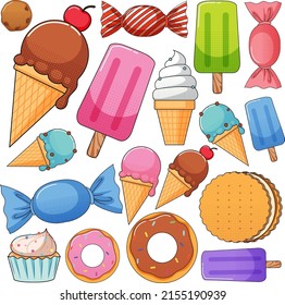 Diferentes tipos de ilustración de postres
