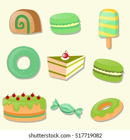 Different types of desserts illustration
