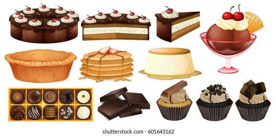 Diferentes tipos de ilustración de postres