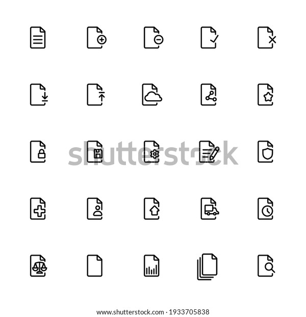 Different types of\
documents. Legal, shipping, common files outline icon isolated on\
white background