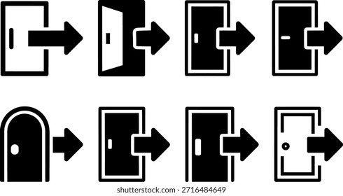 Different types of door icons in various styles