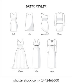 Different Types Dresses Black White Sketch Stock Vector (Royalty Free ...