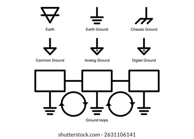 diferentes tipos de símbolos elétricos do solo